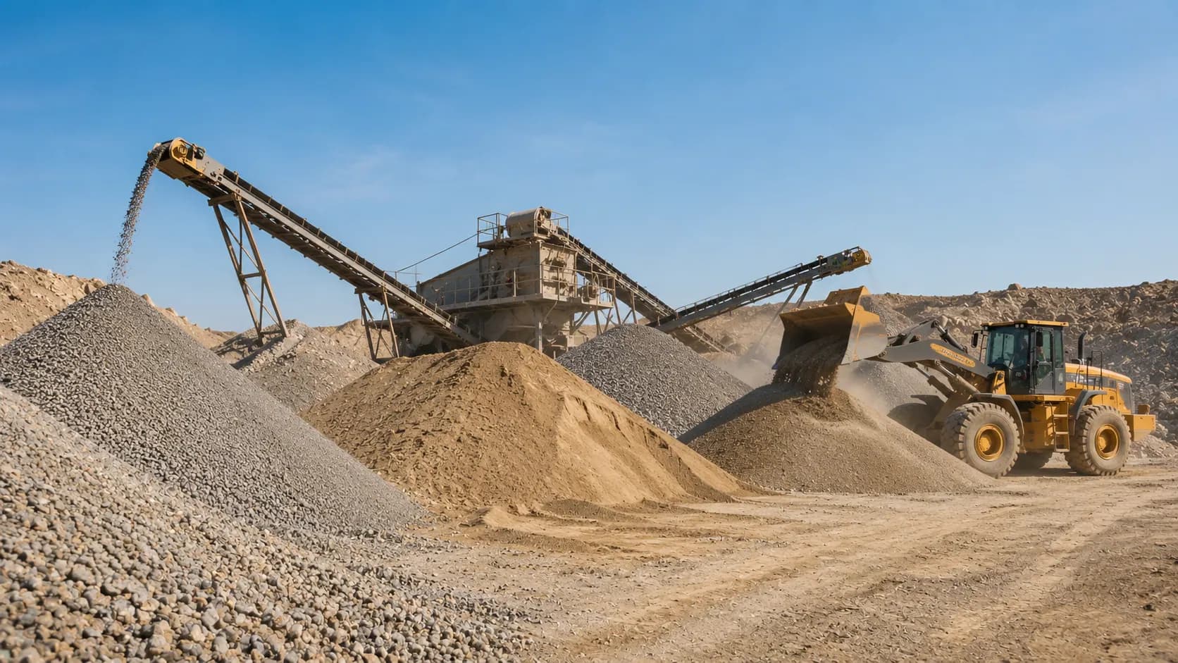 İznik taş ocağında ekskavatör ve yükleyici çalışma anı